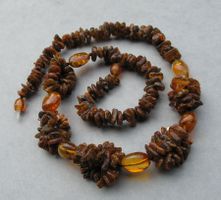 ♥ TOLLE KETTE / Baltischer Bernstein / grün-grau + honig ♥