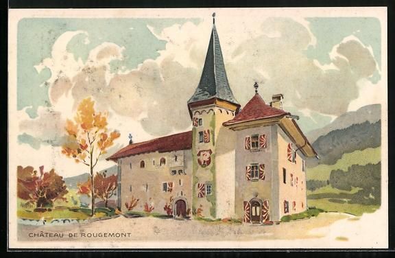 Cartoline postali: Litho Rougemont, Chateau de Rougemont – Usato da Berlin venduto da bartko-reher