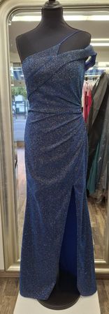Abendkleid Blau Glitzer 