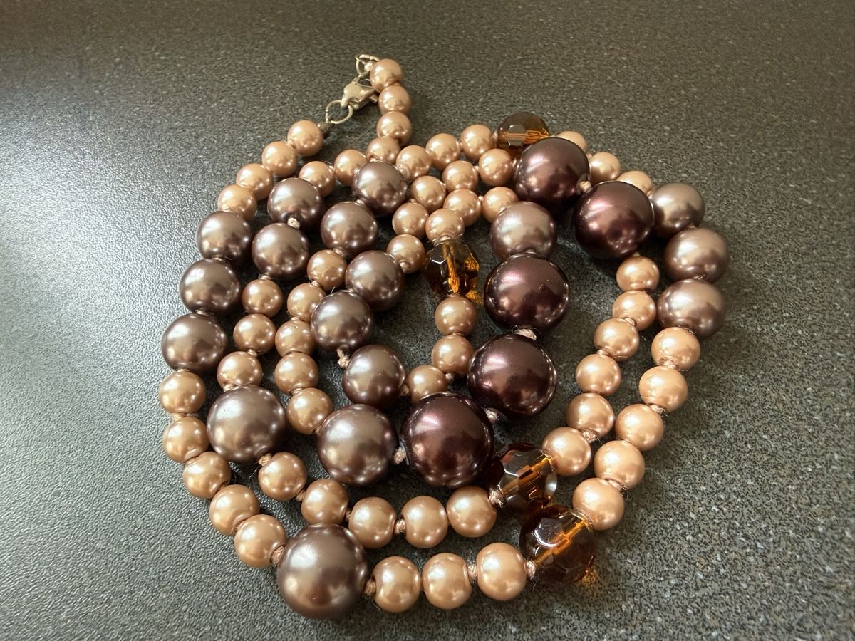 Catenine: Vintage Perlenkette braun beige bernsteinfarben – Usato da Lamone venduto da LaCantinaMagica 2