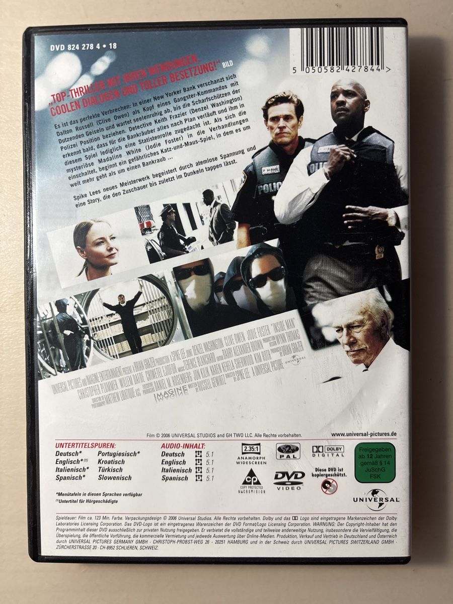 Alle DVDs: Inside Man - Spannender Thriller mit Denzel Washington (a) – Gebraucht aus Ruswil von Slivio_ 1