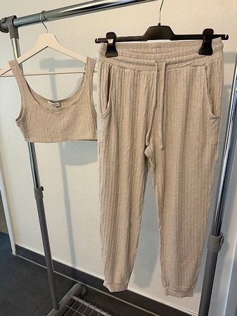 Topshop Cosy Brushed Lounge-Set - Grösse S, Stone-Beige