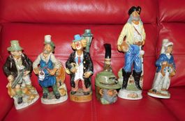 6 Schnapsflaschen-Figuren, Unikate für Sammler