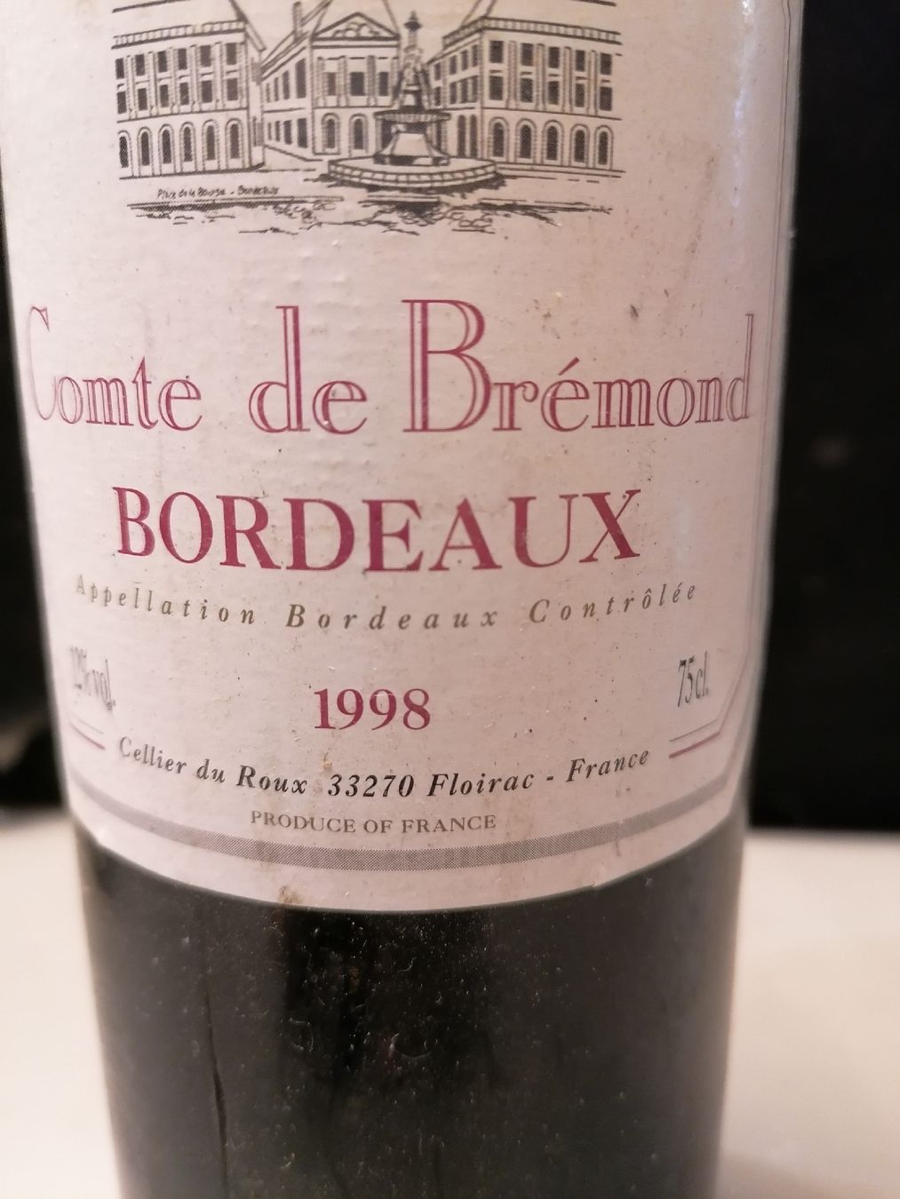 Vino: Vin rouge Comte de Brémond Bordeaux 1998 – Nuovo (secondo la descrizione) da Genève venduto da Leboucheoreilles 6