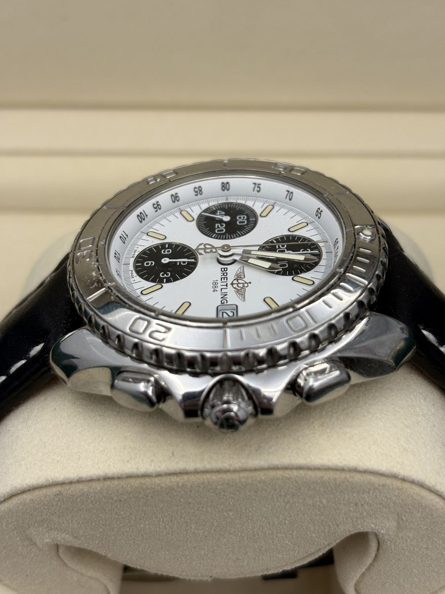 Breitling Orologi: Breitling Shark Chronograph Watch, Leather Strap, – Usato da Zürich venduto da watchdealer-24 2