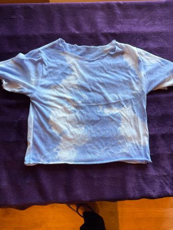 Damen Shirt kurzarm blau weiss Tie-Dye