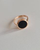 Magnifique bague en plaqué or 585 avec onyx noir – Taille 52