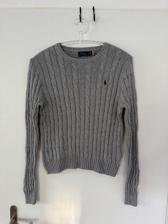 Polo Ralph Lauren Pullover Zopfmuster Grau Grösse L Damen