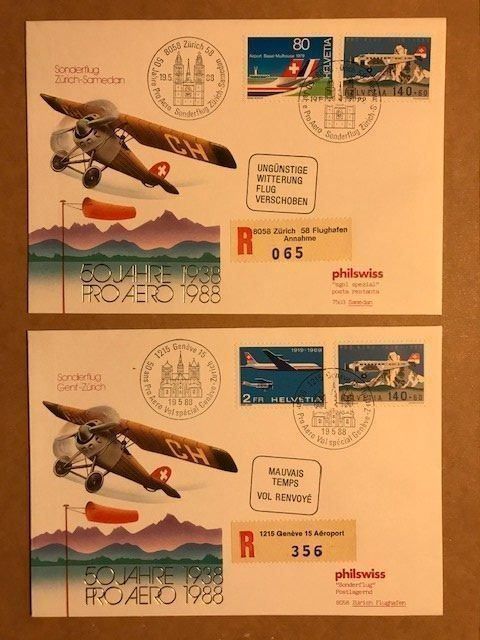 Tutti i francobolli: Ersttagsbriefe Sonderflüge PRO AERO 1988 – Usato da Niederscherli venduto da Lucia16 2