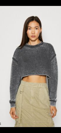 Crop sweater grungre grey washed