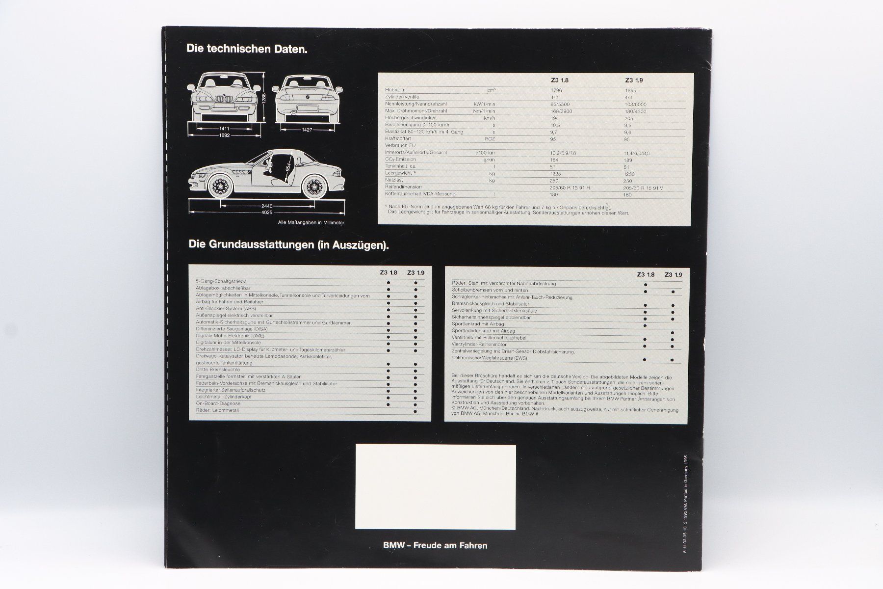 BMW Documenti: BMW Z3 Roadster 1995 Prospekt – Usato da Bühl b.Aarberg venduto da Collectorpassions 1