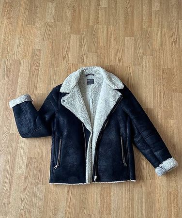 gefütterte Winterjacke / Pilotenjacke in Lammfelloptik