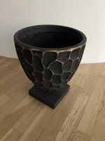 Schwarzer Übertopf/Blumentopf mit Goldmuster, Top Zustand!