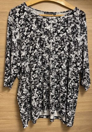 Damenoberteil bügelfrei Schwarz / Weiss Gr. 52/54 line PLUS