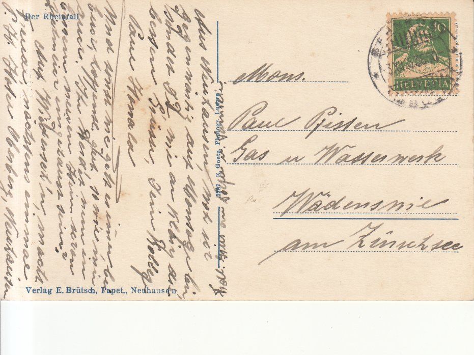 Cartoline postali: Rheinfall 1925 – Usato da Bürglen TG venduto da StampGraf 1