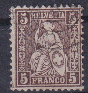 Tutti i francobolli: Sitzende Helvetia "5", Nr. 45++++ – Usato da Samnaun-Compatsch venduto da Muckimu