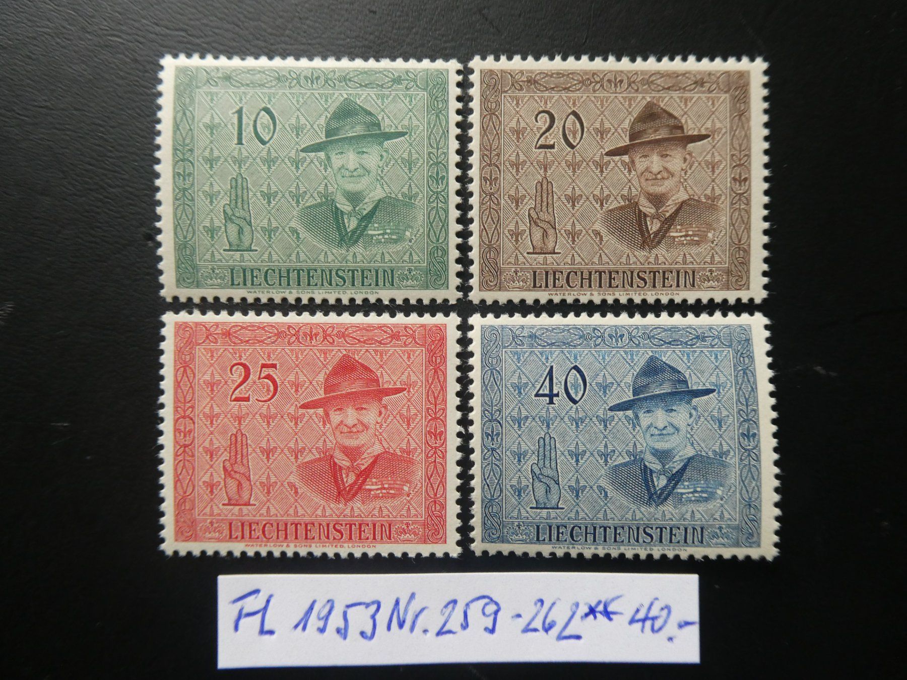 Tutti i francobolli: FL 1953 Nr. 259-262 postfrisch ** – Usato da Lausen venduto da Herbamare01