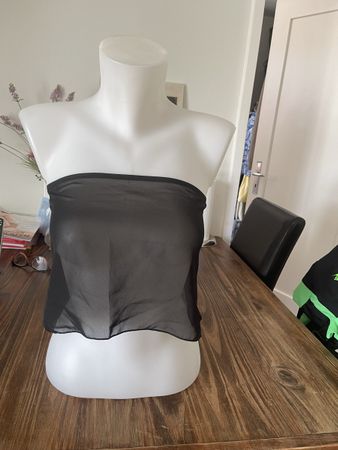 Haut à nouer noir en voile taille unique neuf lisez les mesu
