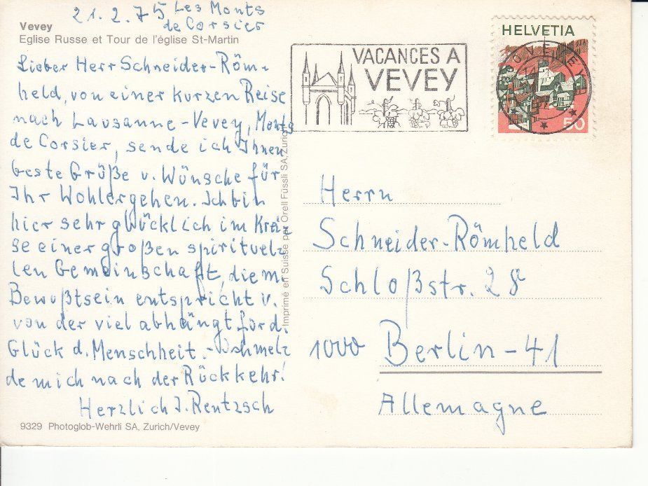 Cartoline postali: Vevey 1975 – Usato da Bürglen TG venduto da StampGraf 1