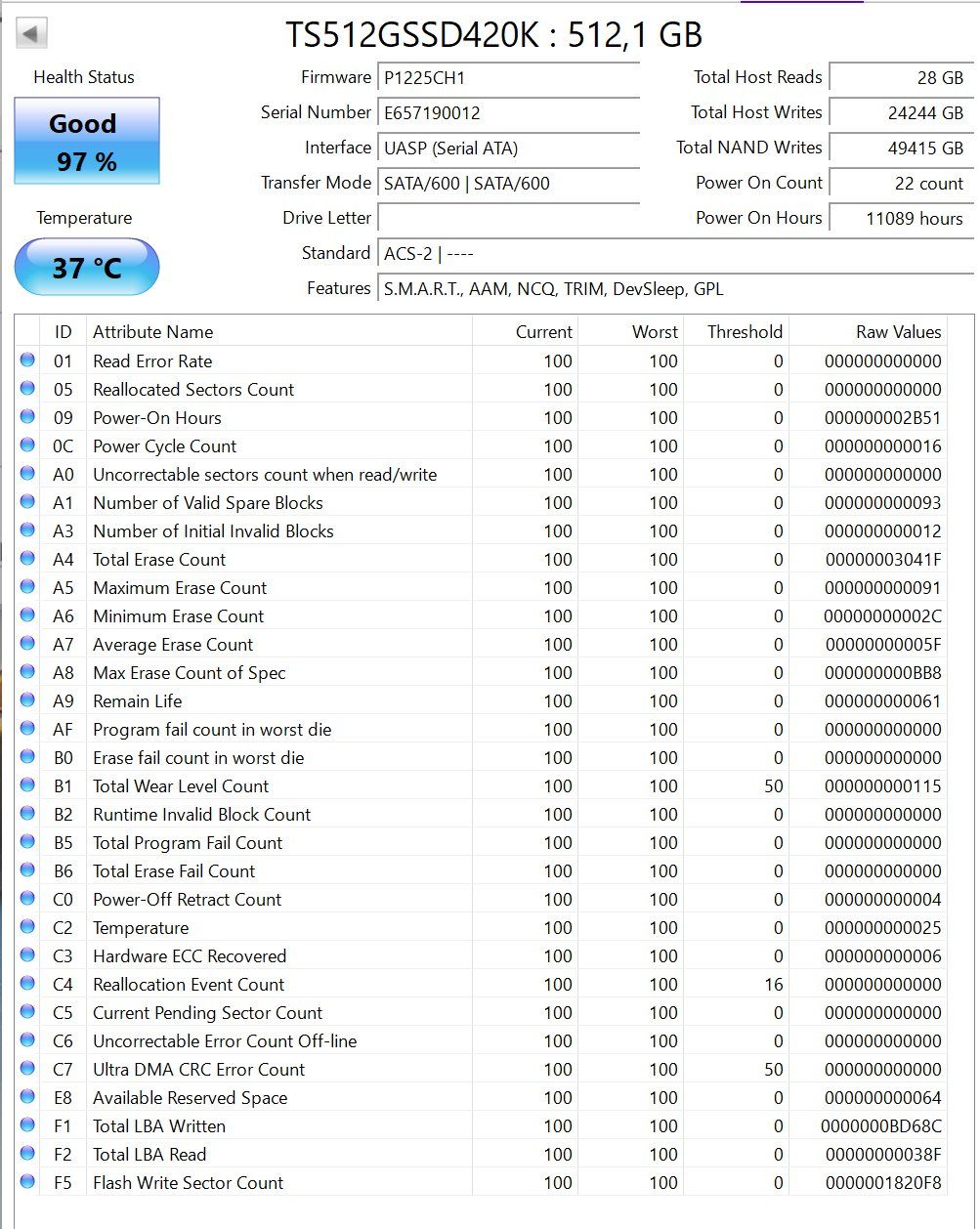 Harddisks: Transcend SSD 512GB SATA – Gebraucht aus Glattpark(Opfikon) von Golghot92 1
