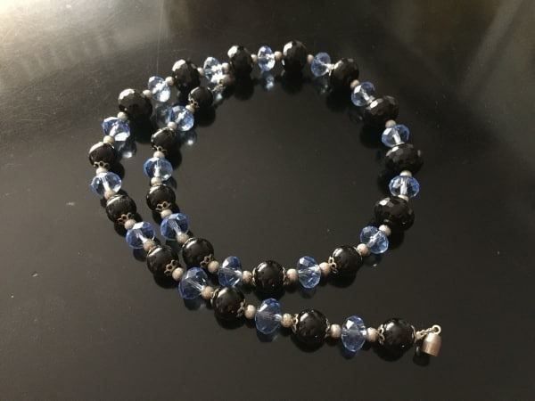 Onyx Catenine: Onyx Stein & blaue Glasperlen - neu! – Nuovo (secondo la descrizione) da Basel venduto da Chili007 8