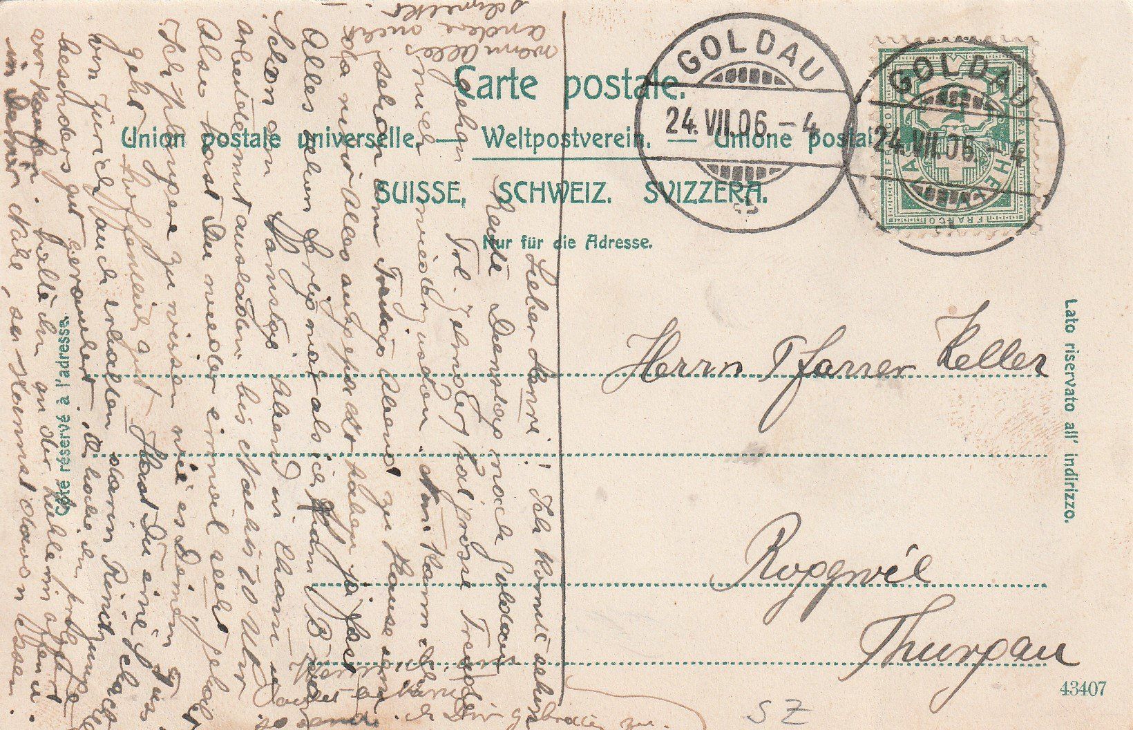 Cartoline postali: Goldau / SZ - 1906 – Usato da uttwil venduto da Koehlerfred 1