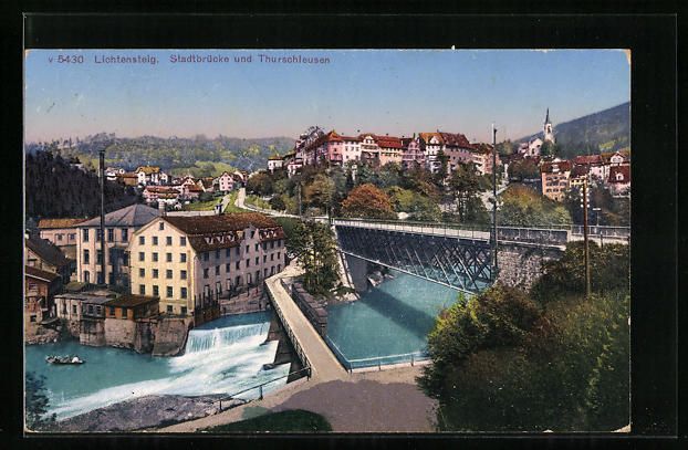 Cartoline postali: Lichtensteig, Stadtbrücke und Thurschle – Usato da Berlin venduto da bartko-reher