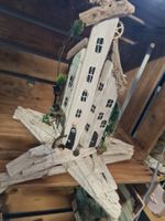 Geschenksidee/ Innen/ Aussen Kerzenhalte Dorf Holz Handarbei