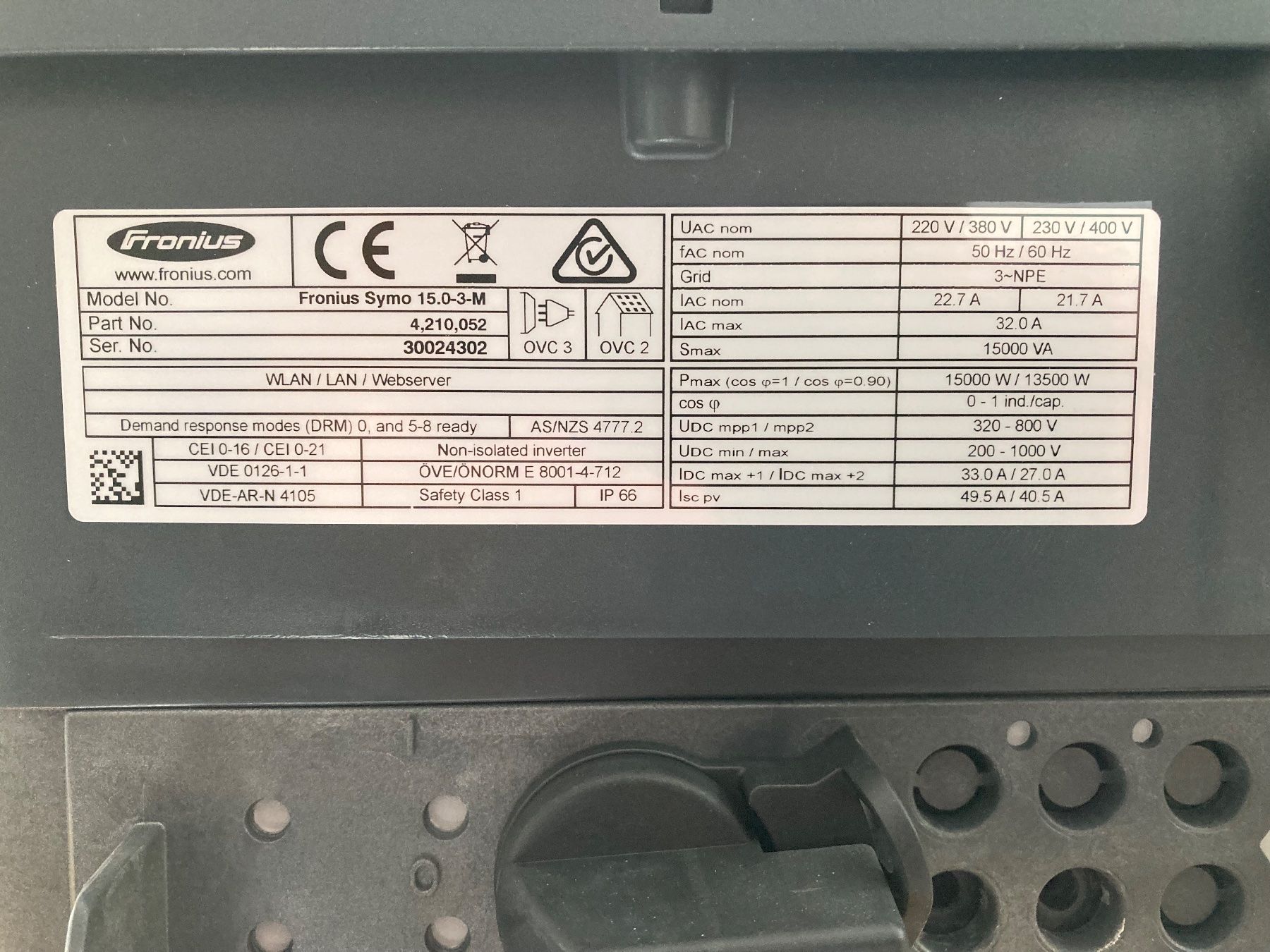 Inverter: Wechselrichter Fronius Symo 15.0-3-M – Usato da Sissach venduto da nays 2