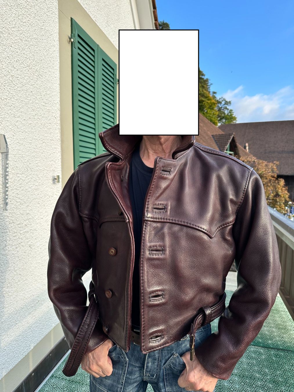 Giacche: Edle Lederjacke, braun-bordeauxrot, Einzelanfertigung M – Usato da Gümmenen venduto da FelizitasHermann 5