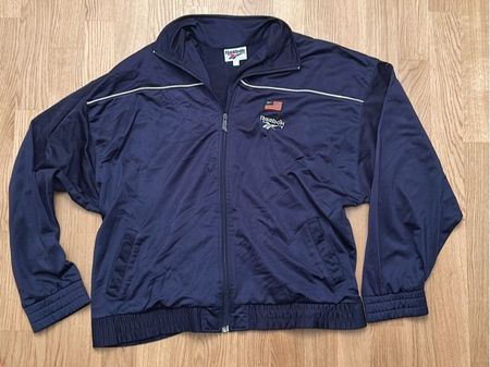 Vintage Reebok Trainingsjacke, Grösse XL, dunkelblau, Top Zu