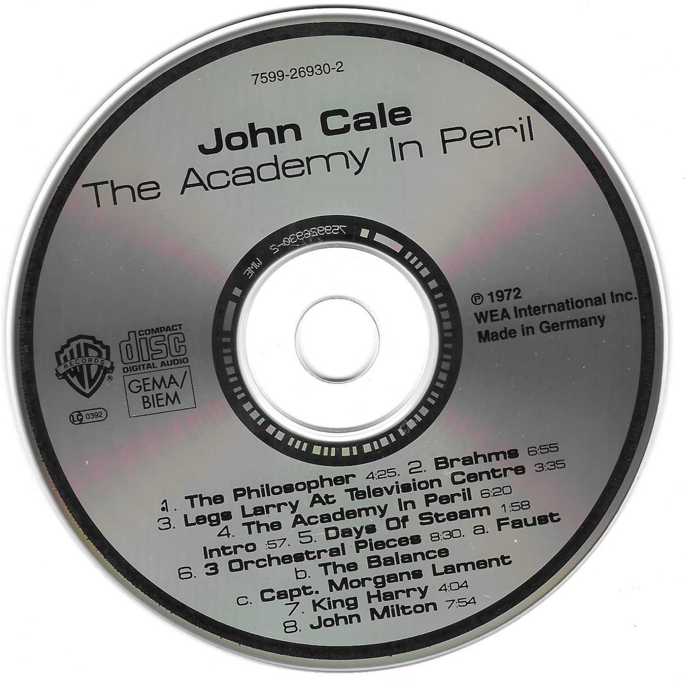 CDs: JOHN CALE  -  THE ACADEMY IN PERIL – Gebraucht aus Bex von Giorgiob 2