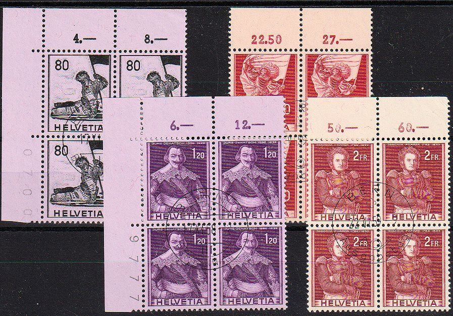 Tutti i francobolli: 339-342, Serie im Viereblock mit ET-Stempel – Usato da Basel venduto da Bingis