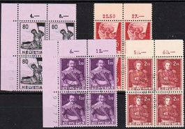 339-342, Serie im Viereblock mit ET-Stempel