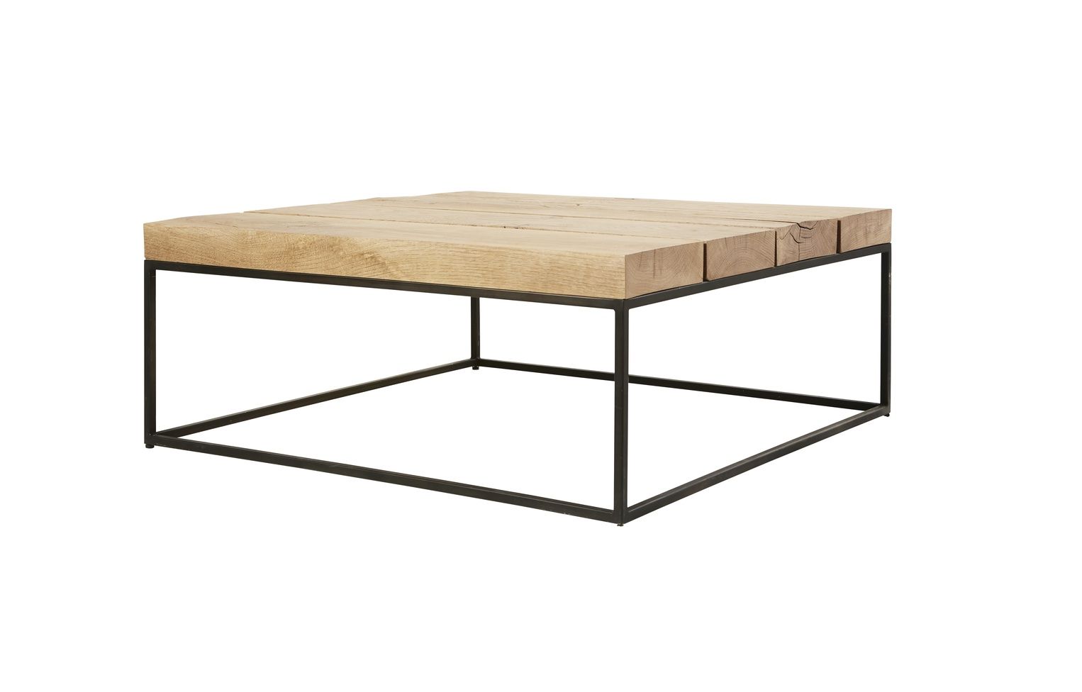 Maisons du monde Tische: Table basse carrée en chêne massif et métal noir – Neu (gemäss Beschreibung) aus Lausanne von Greenbyaudrey 1