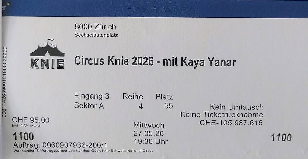 Biglietti: Zirkus Knie am 27.5. – Usato da Zürich venduto da Lysistrate
