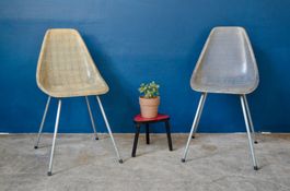Paire de chaises "La Cigogne" France 1950 en acier et fibre