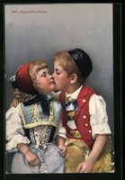 Apenzeller Kinder in Tracht küssen sich