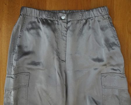Hose Cambio Gr 40 grün Marlene weit Stoffhose Glanz grau