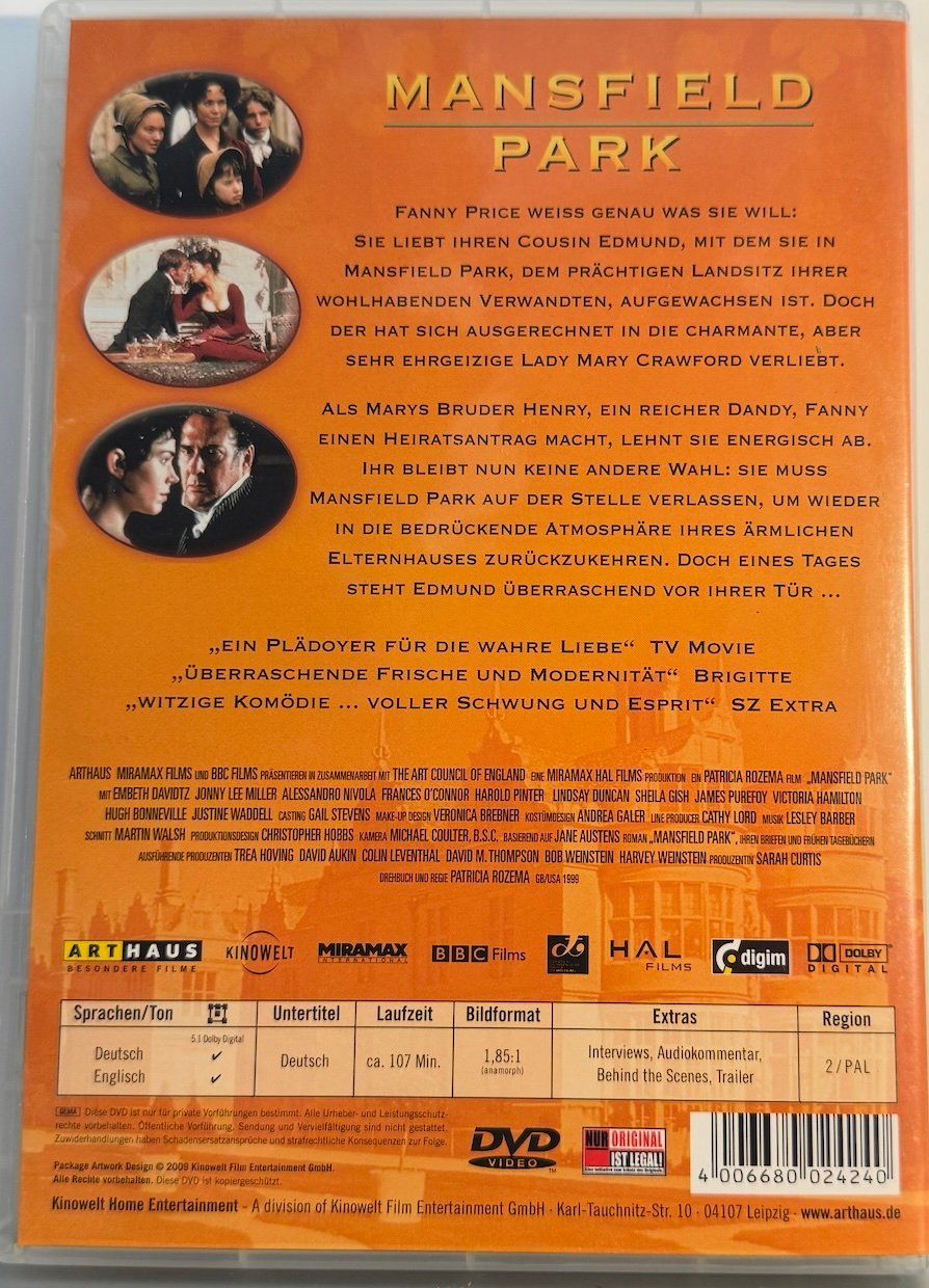 Tutti i DVDs: DVD MANSFIELD PARK – Usato da Wisen venduto da gigisna 2