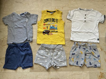 Sommer-Set, Jungen Grösse 74, Hosen und Shirts, 6 Teile