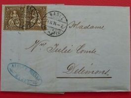 1874: Nr.30g (schärzlichbraun!) auf BRIEF BASEL +mit INHALT!