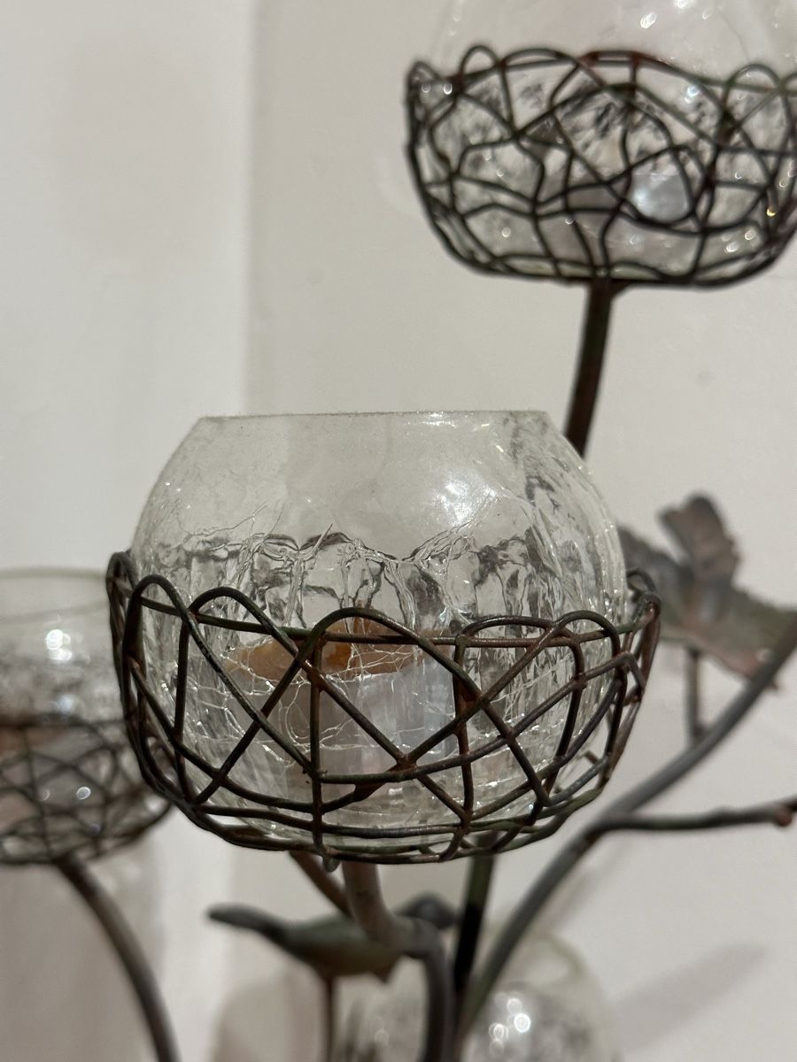 Portacandele: Exklusiver Kerzenständer Messing/Glas antik Blumen-/Baumform – Usato da Ebnat-Kappel venduto da BoutiqueBijoux 5