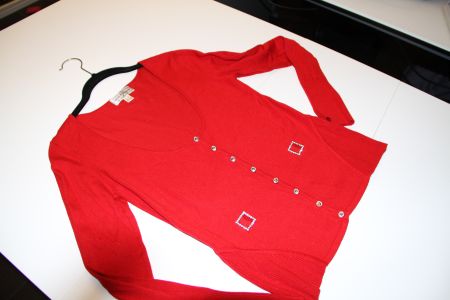 Pulli Gr 34 rot Viskose Strassteine Applikationen