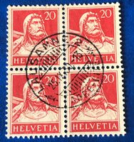 4 er Block Nr.174  Tellbrustbild mit Vollstempel Lausanne