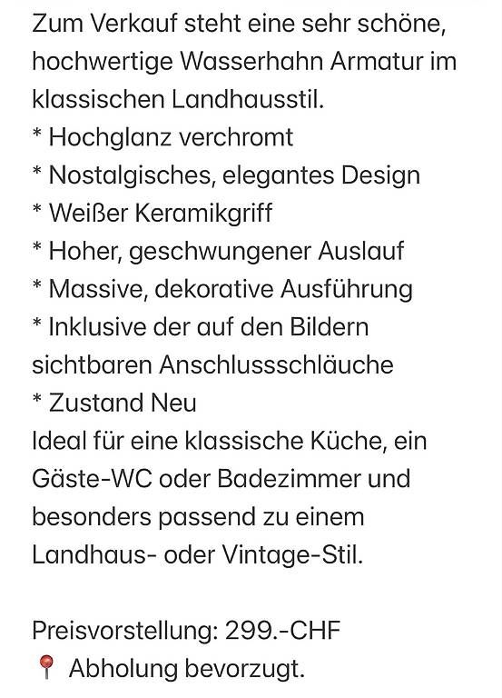 Armaturen: Wasserhahn  – Gebraucht aus Altnau von perla16