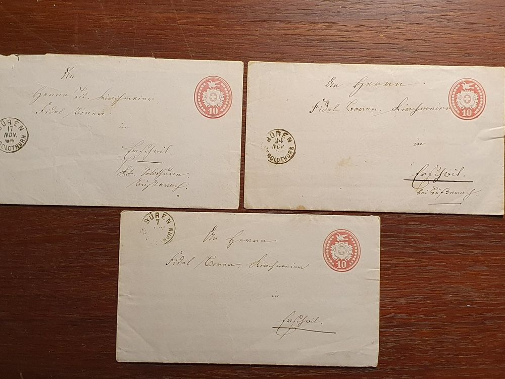 3 Tübeli Briefchen - Stempel BÜREN 1868 mit INHALT | Kaufen auf Ricardo