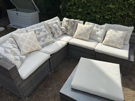 Rattan Lounge grau/braun