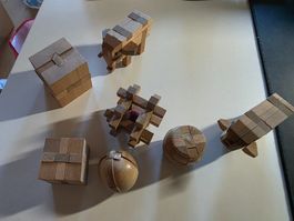 1 Set Vintage Spielzeug Holz Knobel Geschicklichkeits Spiel