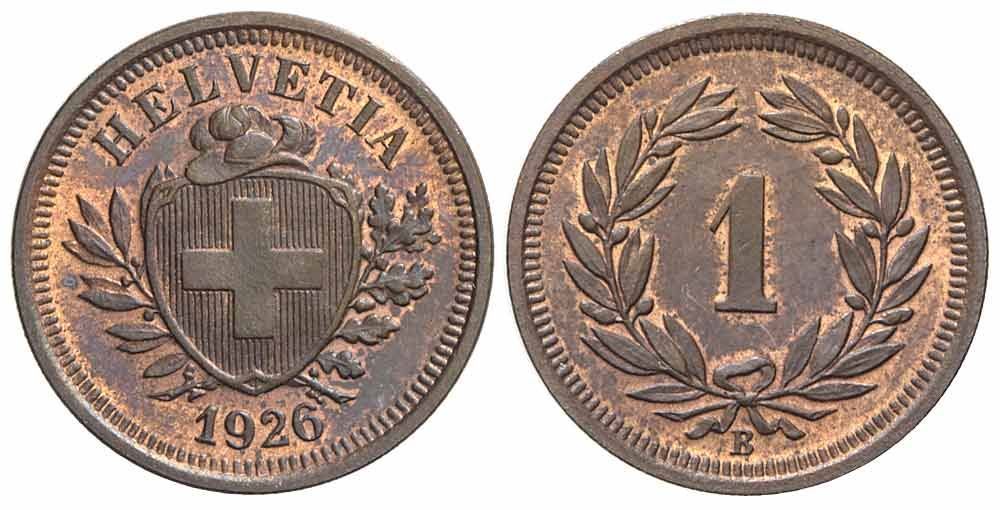 Tutti le monete: 1 Rappen 1926 (01) – Usato da Chiasso venduto da Novamarketing